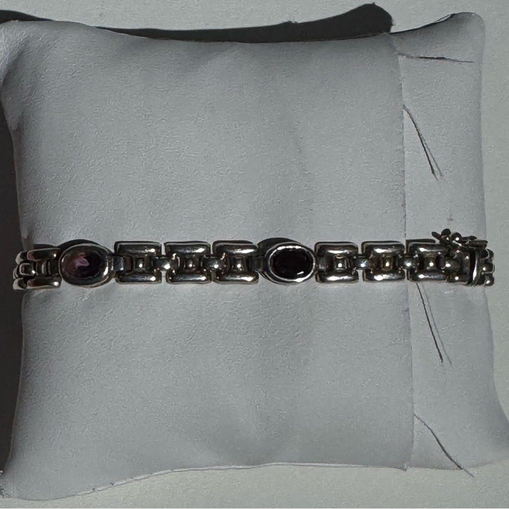 925 Brick Link Multi Gemstone Bracelet - image 4